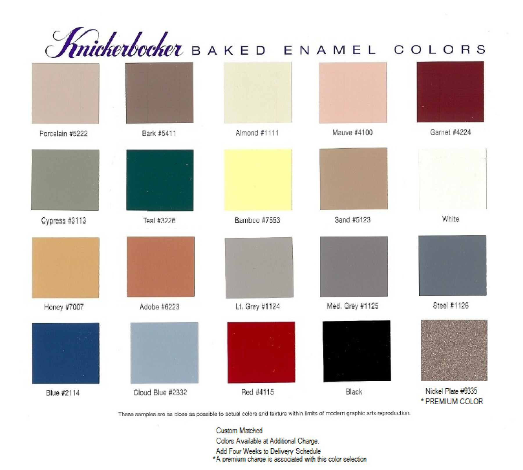 Hadrian Toilet Partitions Color Chart